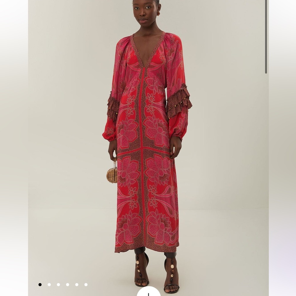 NWT Farm Rio Pink Floral Glam Scarf Maxi Dress, XS